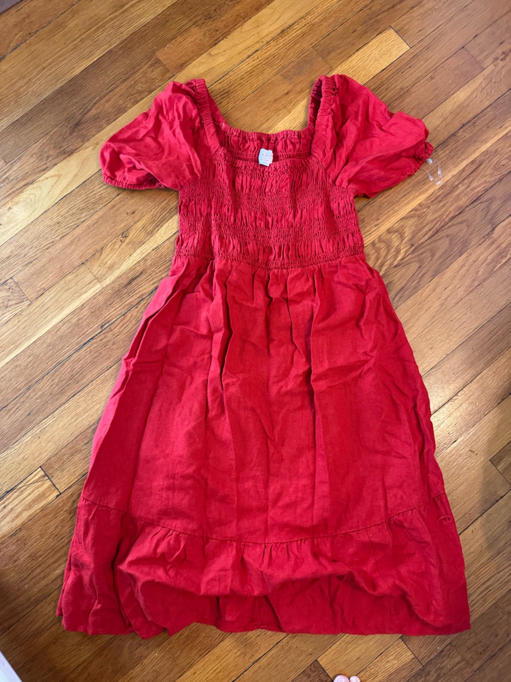 Isabel Maternity by Ingrid & Isabel Red Smocked Short Sleeve Mini Dress